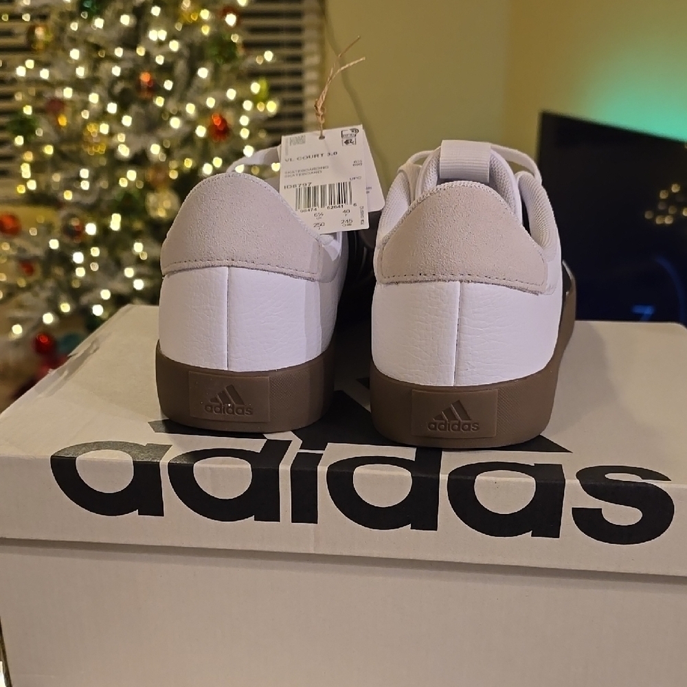 Adidas Men's White and Black VL Court 2.0 Shoes Mens Size 6 Or Womens 8 - Picture 3 of 4